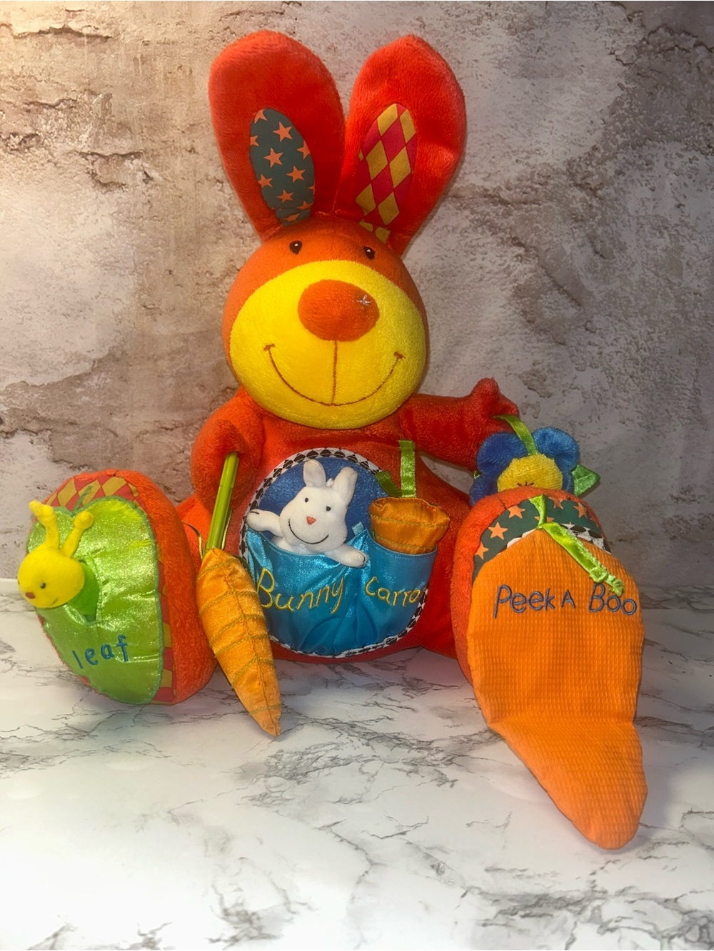 Vintage Jellycat Jelly Kitten Bunny Activity Plush Peek A Boo Carrot